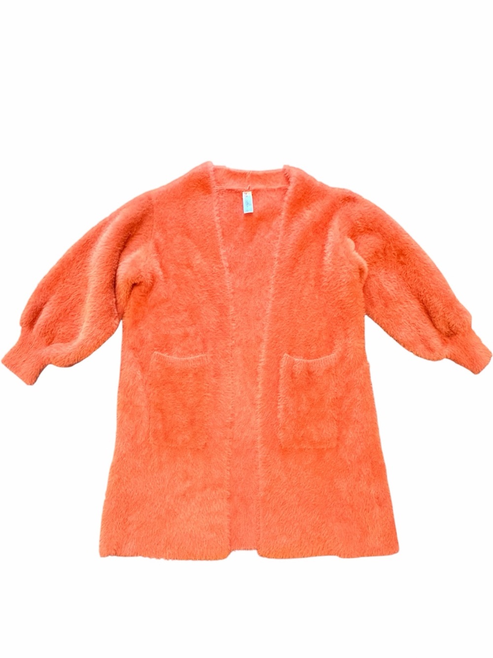 Heathmoor Burnt Orange Fuzzy Eyelash Knit Duster Cardigan Womens L/XL